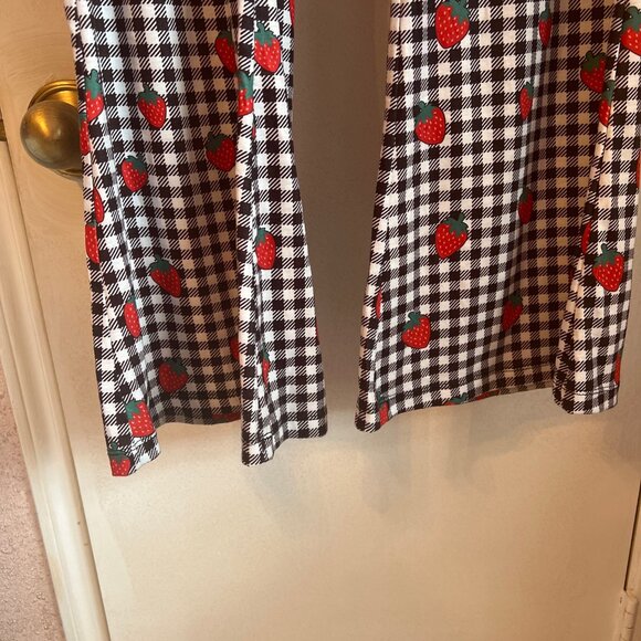 Shein Curve 1XL Gingham & Strawberry Print Wide-Leg Pants For Women - Picture 3 of 4